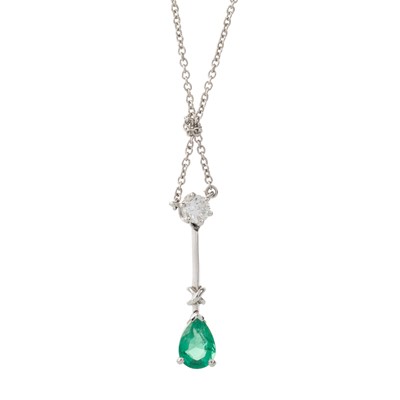 Lot 546 - EMERALD AND DIAMOND NECKLACE