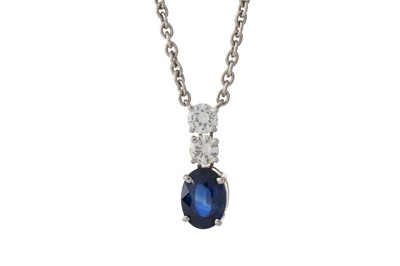 Lot 557 - SAPPHIRE AND DIAMOND NECKLACE