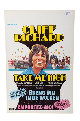 Lot 451 - CLIFF RICHARD - TAKE ME HIGH BELGIAN FILM POSTER