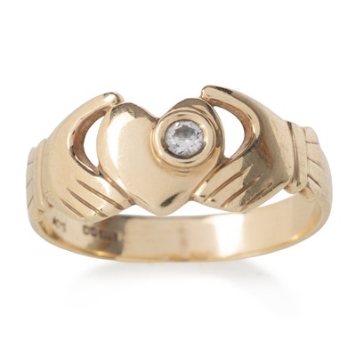 Lot 618 - DIAMOND CLADDAGH RING
