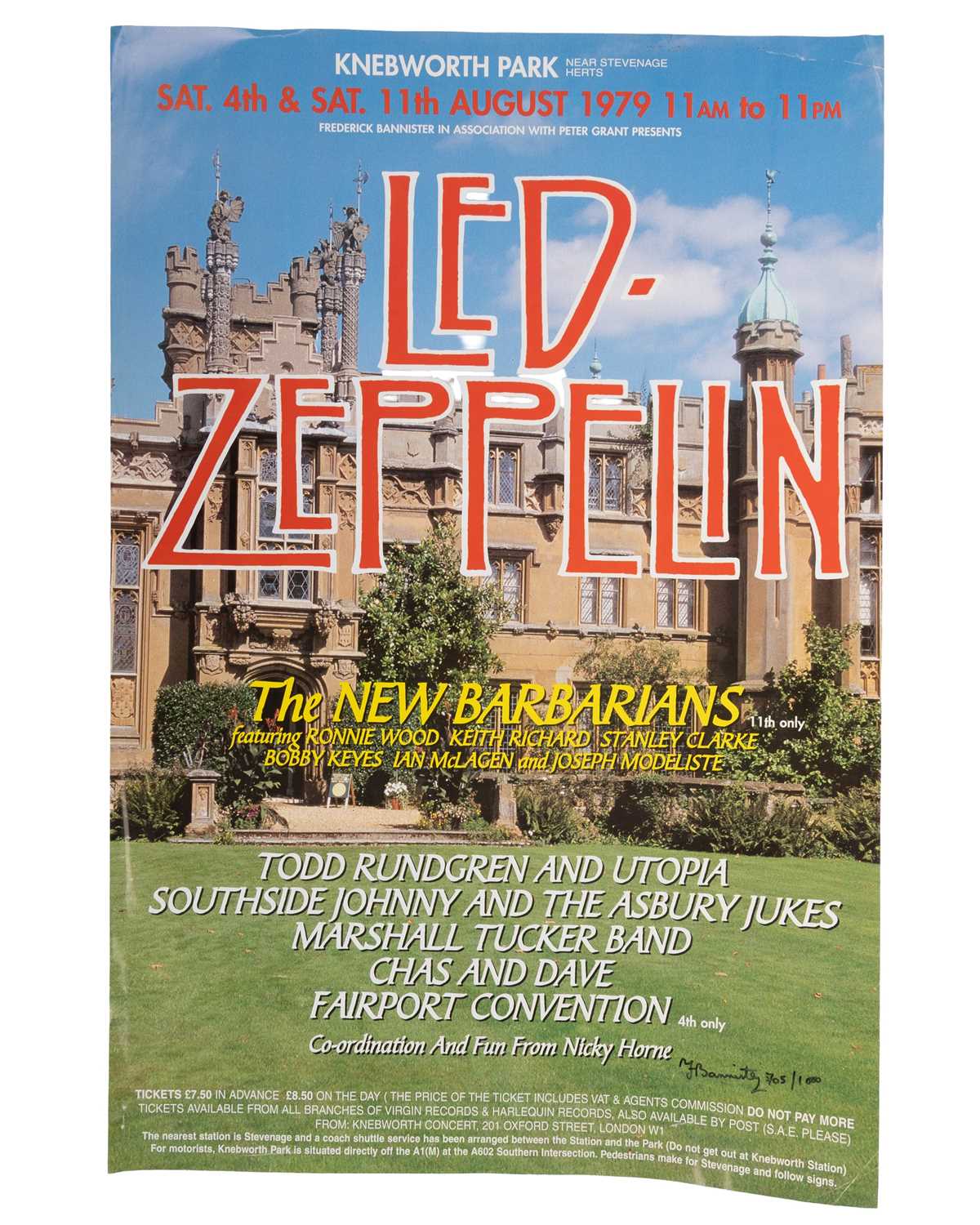 Lot 456 - LED ZEPPELIN -LIMITED EDITION FESTIVAL REPRINT POSTER, BOTH SIGNED BY FREDERICK BANNISTER