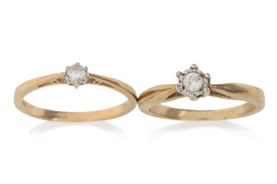 Lot 587 - TWO DIAMOND SOLITAIRE RINGS