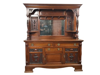 Lot 1402 - VICTORIAN MAHOGANY MIRRORED BACK SIDEBOARD
