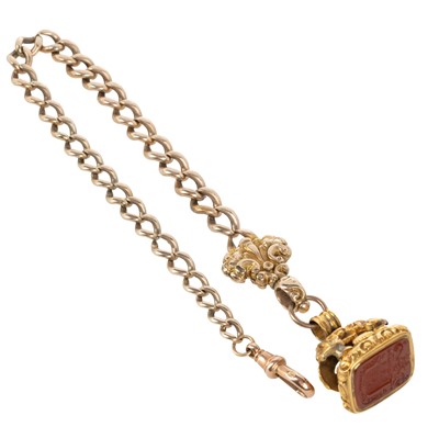 Lot 617 - GOLD BRACELET WITH SEAL FOB