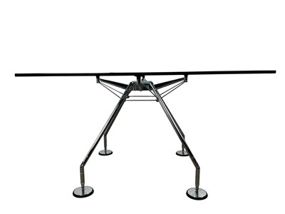 Lot 1414 - NORMAN FOSTER NOMOS CHROME AND GLASS DINING TABLE