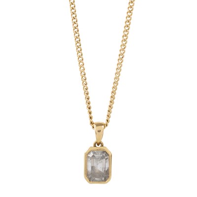 Lot 627 - EMERALD CUT DIAMOND PENDANT
