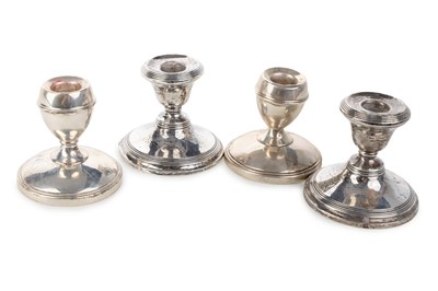 Lot 90 - TWO PAIRS OF SILVER CANDLEHOLDERS