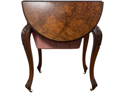Lot 1418 - VICTORIAN BURR WALNUT WORK TABLE