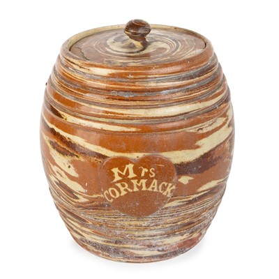 Lot 1419 - SEATON POTTERY, VICTORIAN AGATEWARE STORAGE JAR