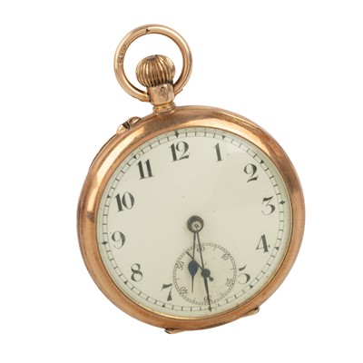 Lot 852 - GOLD OPEN FACE FOB WATCH