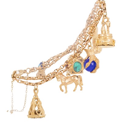 Lot 646 - GOLD CHARM BRACELET