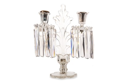 Lot 1421 - ART DECO CUT GLASS CANDELABRUM