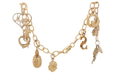 Lot 672 - GOLD CHARM BRACELET