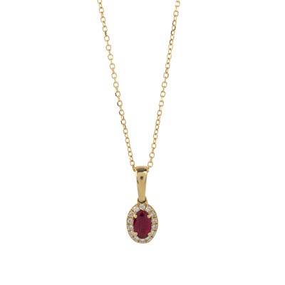 Lot 595 - RUBY AND DIAMOND CLUSTER PENDANT