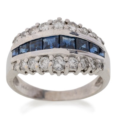 Lot 605 - SAPPHIRE AND DIAMOND BAND
