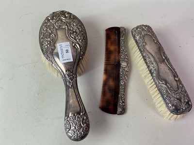 Lot 50 - EDWARDIAN SILVER PART DRESSING TABLE SET