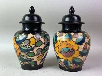 Lot 57 - PAIR OF BRENTLEIGH WARE LIDDED VASES