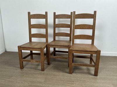 Lot 68 - SET OF SIX BEECH DINING CHAIRS