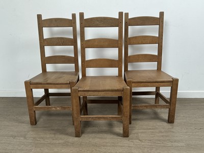 Lot 68 - SET OF SIX BEECH DINING CHAIRS