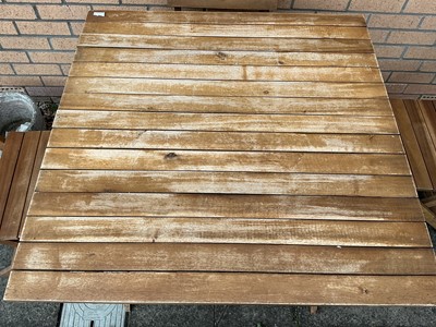 Lot 69 - SLATTED SQUARE TOP GARDEN TABLE