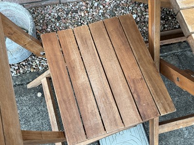 Lot 69 - SLATTED SQUARE TOP GARDEN TABLE