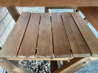 Lot 69 - SLATTED SQUARE TOP GARDEN TABLE