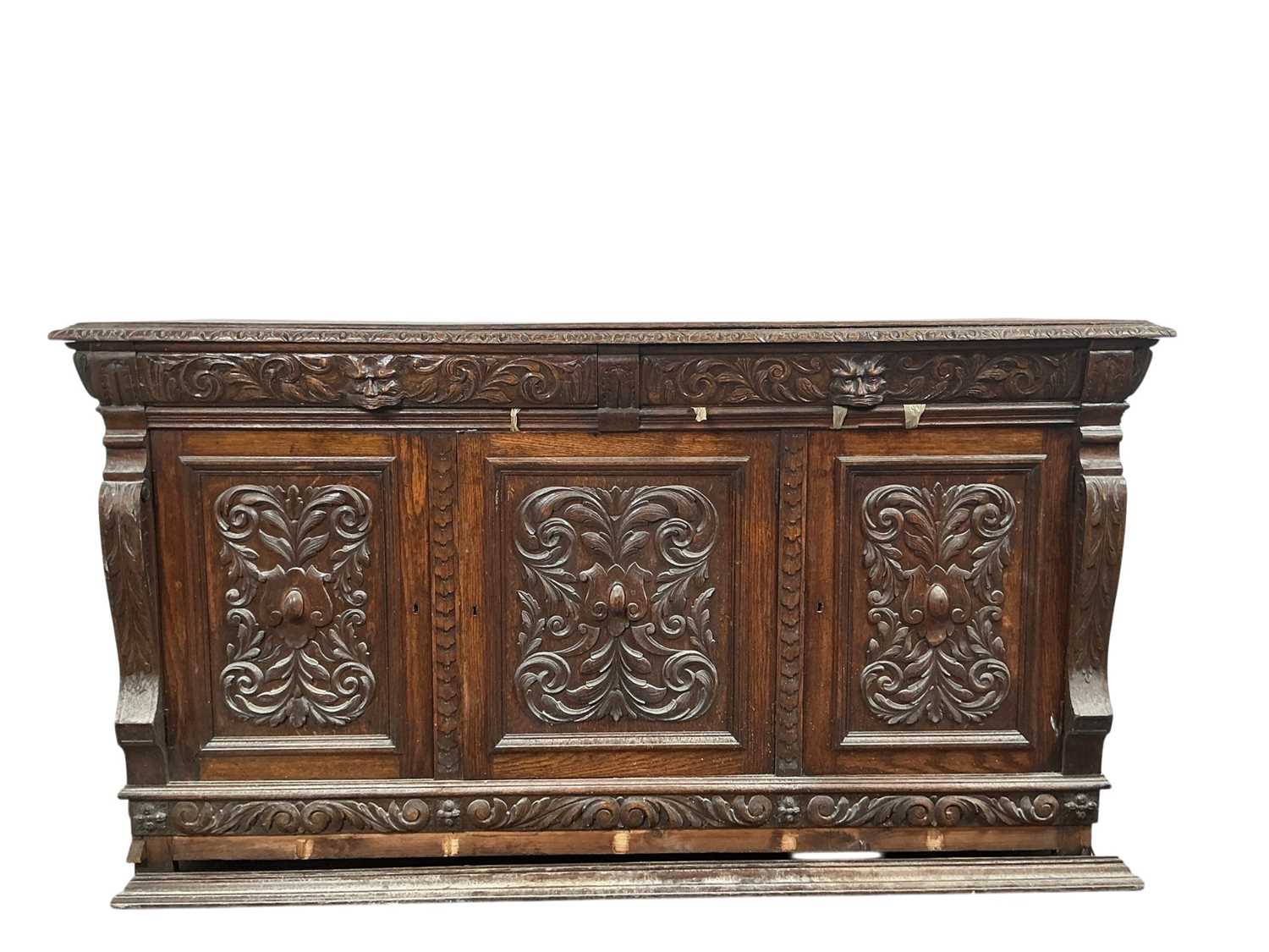 Lot 74 - CARVED OAK SIDE CABINET