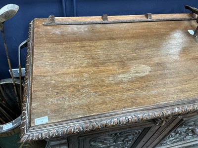 Lot 74 - CARVED OAK SIDE CABINET
