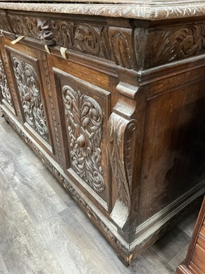 Lot 74 - CARVED OAK SIDE CABINET