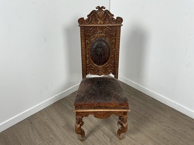 Lot 78 - PAIR OF CARVED CONTINENTAL TEAK CHAIRS
