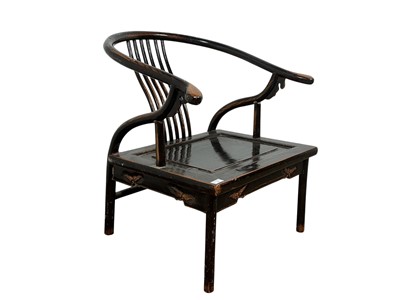 Lot 87 - CHINESE HORSESHOE BACK ARMCHAIR