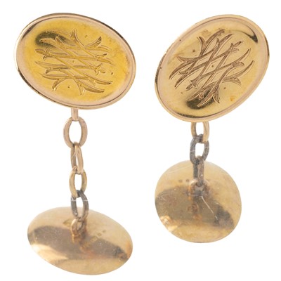 Lot 694 - PAIR CONCAVE OVAL CUFFLINKS