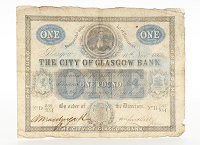 Lot 122 - THE CITY OF GLASGOW BANK ONE POUND NOTE