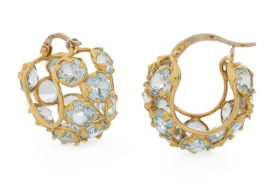 Lot 738 - PAIR OF TOPAZ HOOP EARRINGS