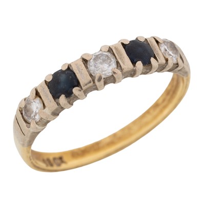 Lot 747 - SAPPHIRE AND DIAMOND HALF HOOP ETERNITY RING
