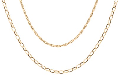 Lot 748 - TWO GOLD NECK CHAINS