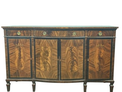 Lot 366 - GEORGE V FLAME MAHOGANY BOW-FRONTED SIDEBOARD