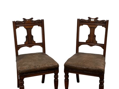 Lot 361 - PAIR OF VICTORIAN OAK DINING ROOM CHAIRS