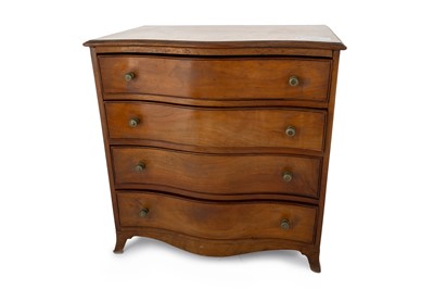 Lot 1658 - MAHOGANY SERPENTINE FRONTED APPRENTICE CHEST OF DRAWERS