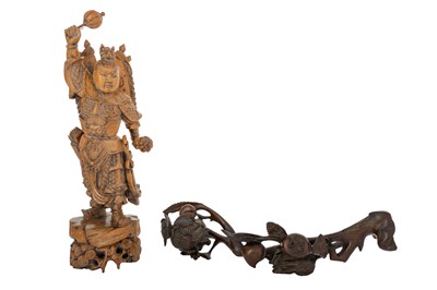 Lot 860 - CHINESE HARDWOOD FIGURE