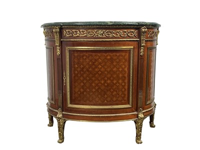 Lot 1697 - FRENCH KINGWOOD DEMI LUNE SINGLE DOOR CABINET