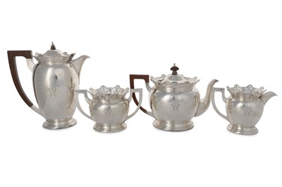 Lot 160 - GEORGE V SILVER FOUR PIECE TEA AND COFFEE SERVICE