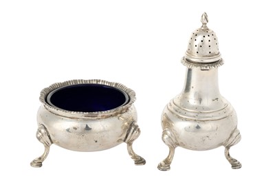 Lot 166 - GEORGE VI SILVER PEPPER POT AND SALT DISH