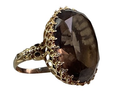 Lot 3 - SMOKY QUARTZ GOLD DRESS RING