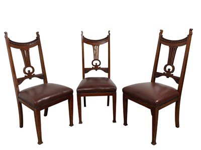 Lot 146 - SET OF SIX OAK ARTS & CRAFTS STYLE DINING CHAIRS
