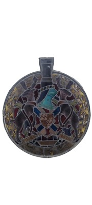 Lot 1724 - ARMORIAL STAINED AND LEADED GLASS PANEL