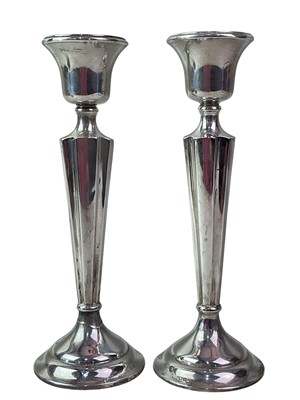 Lot 52 - PAIR OF GEORGE V SILVER CANDLESTICKS