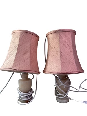 Lot 111 - PAIR OF ALABASTER VASE LAMPS