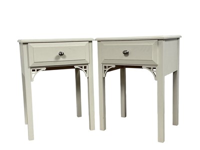 Lot 100 - PAIR OF WHITE PAINTED BEDSIDE TABLES