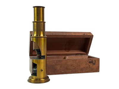 Lot 182 - STUDENT'S BRASS MONOCULAR MICROSCOPE